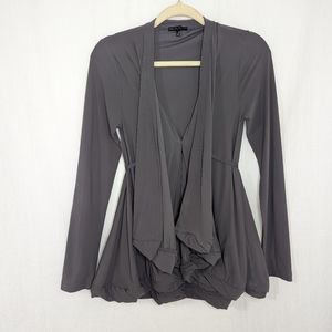 MC Planet Womens Gray Snap Front Drape Front Top Size 6